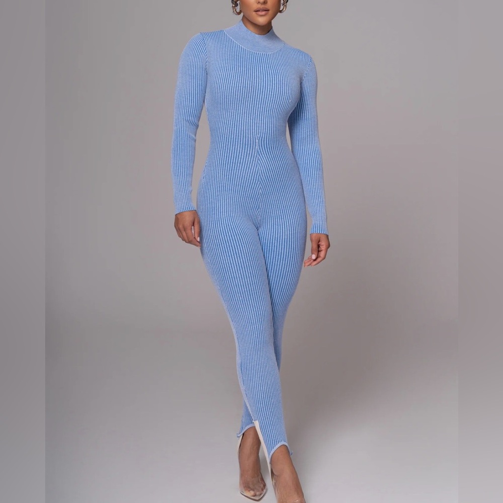 JLUXLABEL Blue "In Control" Stirrup Jumpsuit, Size XS
